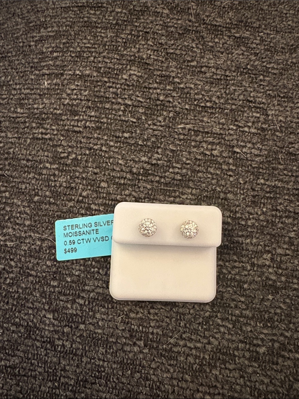 Sterling Silver Moissanite Halo Stud Earrings - White